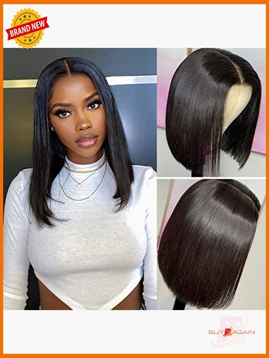 Glueless Wear and Go Bob Wig 100% Human Hair Pre Cut Lace 12 Inch